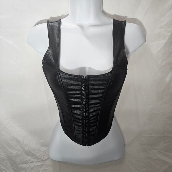 90s pleather gothic latex type crop corset top - Picture 2 of 5
